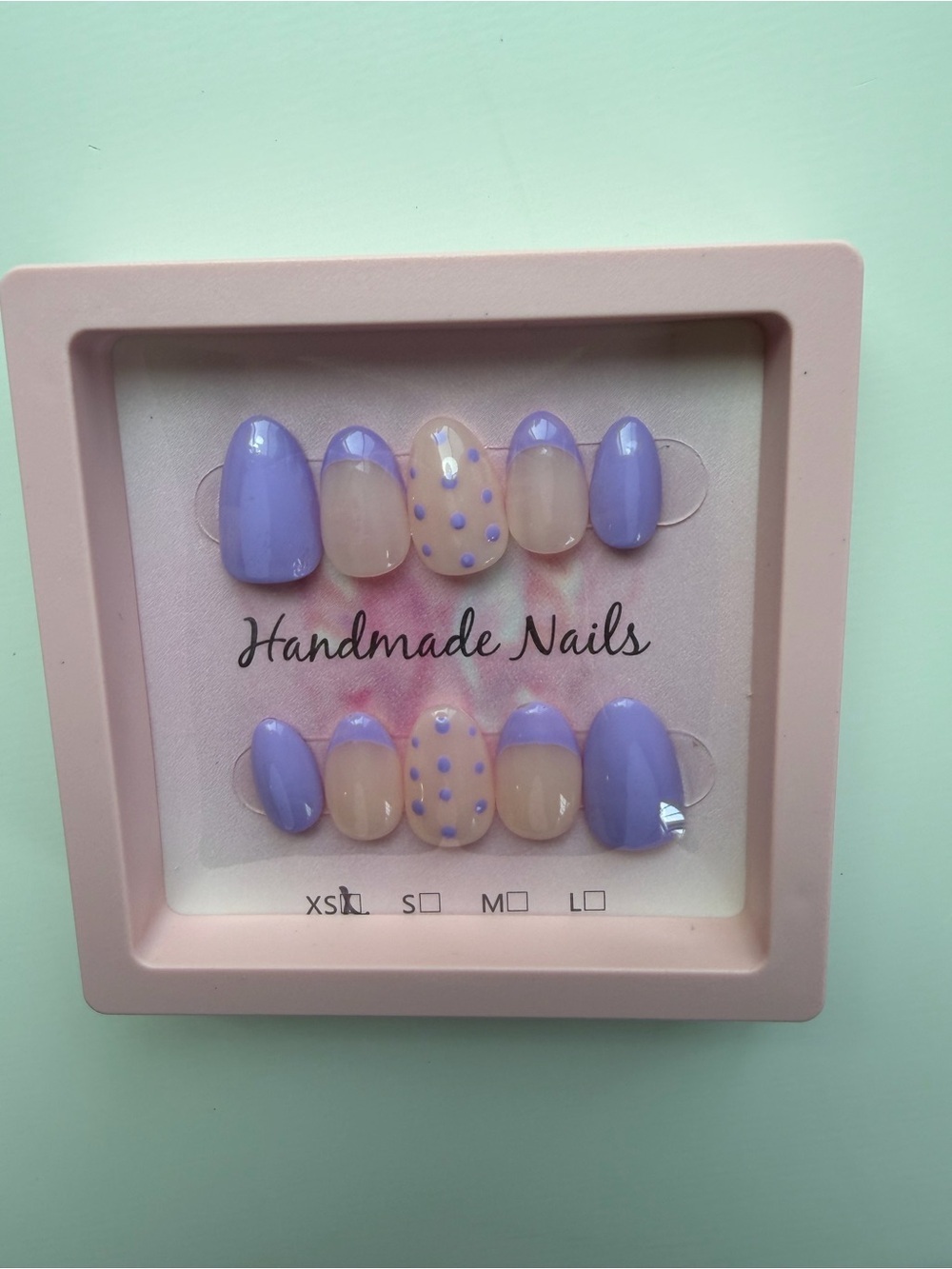 Handmade Press-On Nails in Lavender and Nude